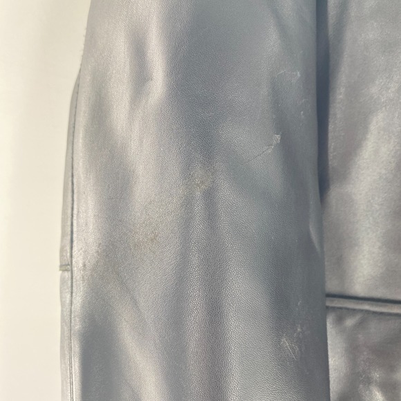 Eddie Bauer Lamb Leather Goose Down Fill Puffer Lined Bomber Jacket Black Sz L - Picture 6 of 13